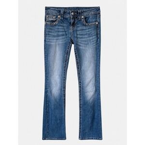 Miss Me Relaxed Bootcut Jeans Blue Embellished XY6325B Size 25 Inseam 34